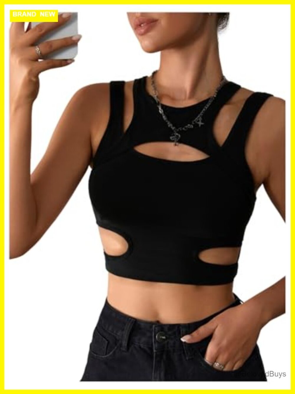 Cut Out Gothic Tank Top Sleeveless Cropped Rave Clubwear